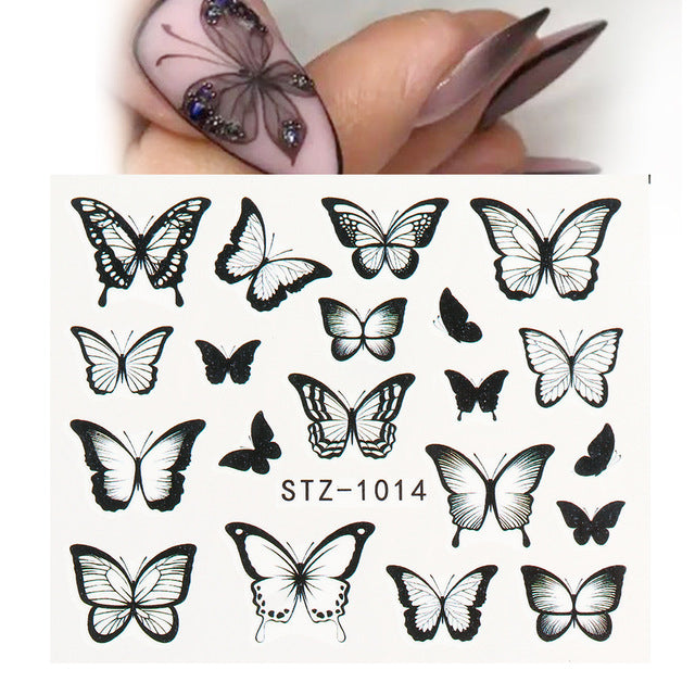 Japanese Beautiful Fairy Black And White Color Butterfly Nail Stickers