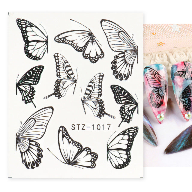 Japanese Beautiful Fairy Black And White Color Butterfly Nail Stickers