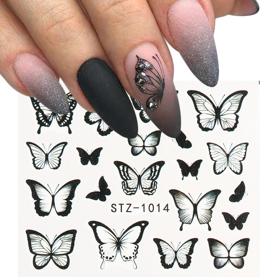 Japanese Beautiful Fairy Black And White Color Butterfly Nail Stickers