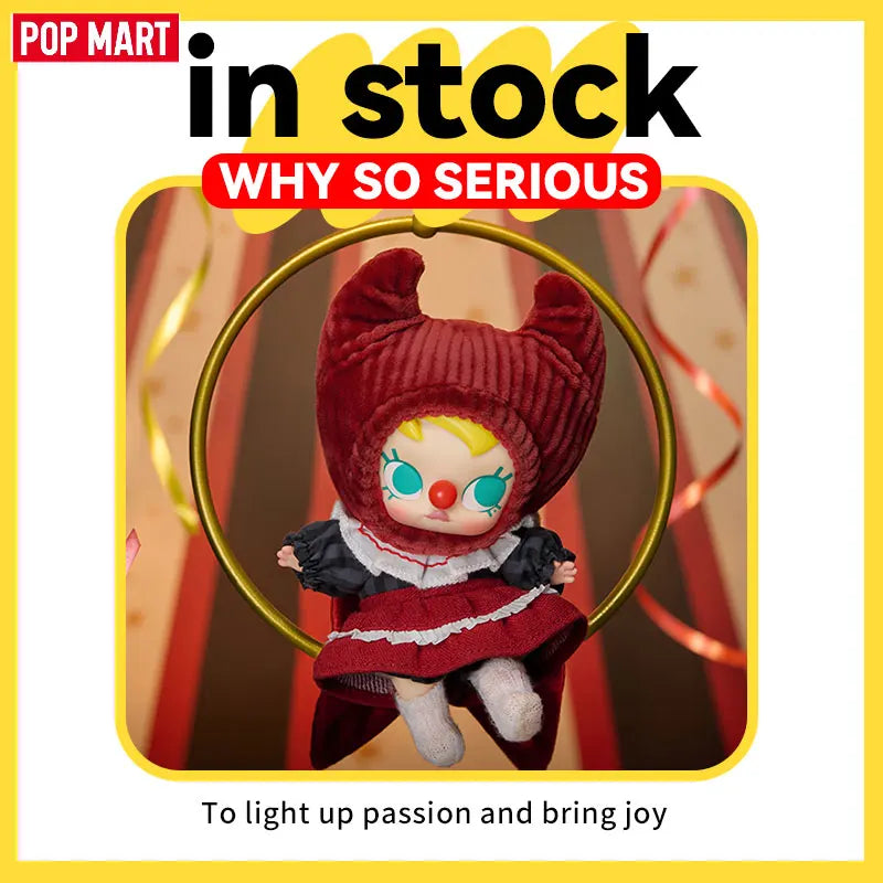 New Popmart Why So Serious Series Cute Flame Clown Action Figure Pendant Blind Box Halloween Gifts Dimmo Labubu Collectible Toys