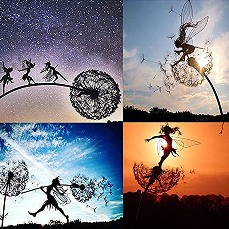 Products Flower Fairy Elf Dandelion Fairy Wire Statue Garden Decoration Crafts