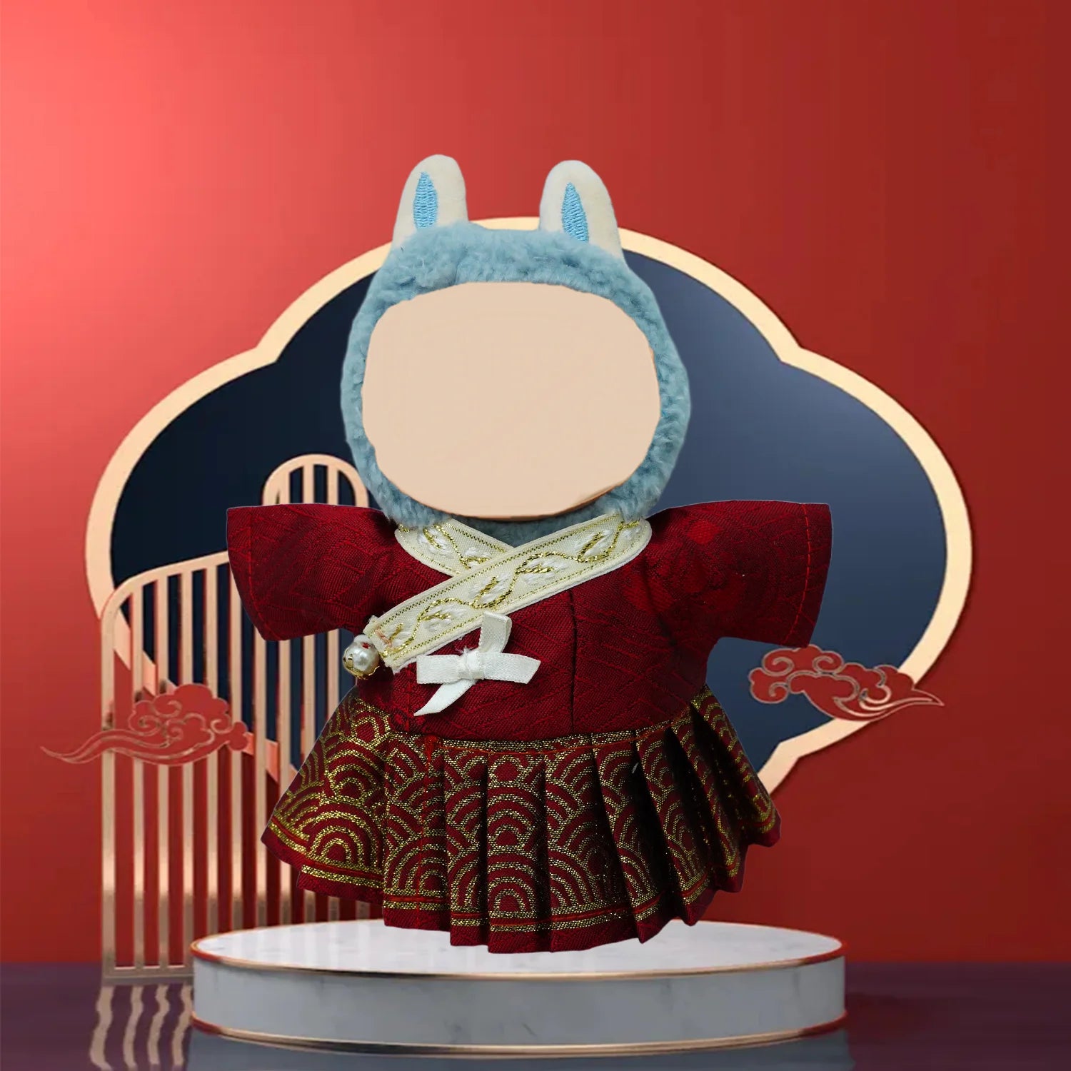 Clothes for Labubu (NO Doll) 17 cm Ming Hanfu Set  Outfit for LA BUBU Doll Clothing Accessories Golden Brocade Robe