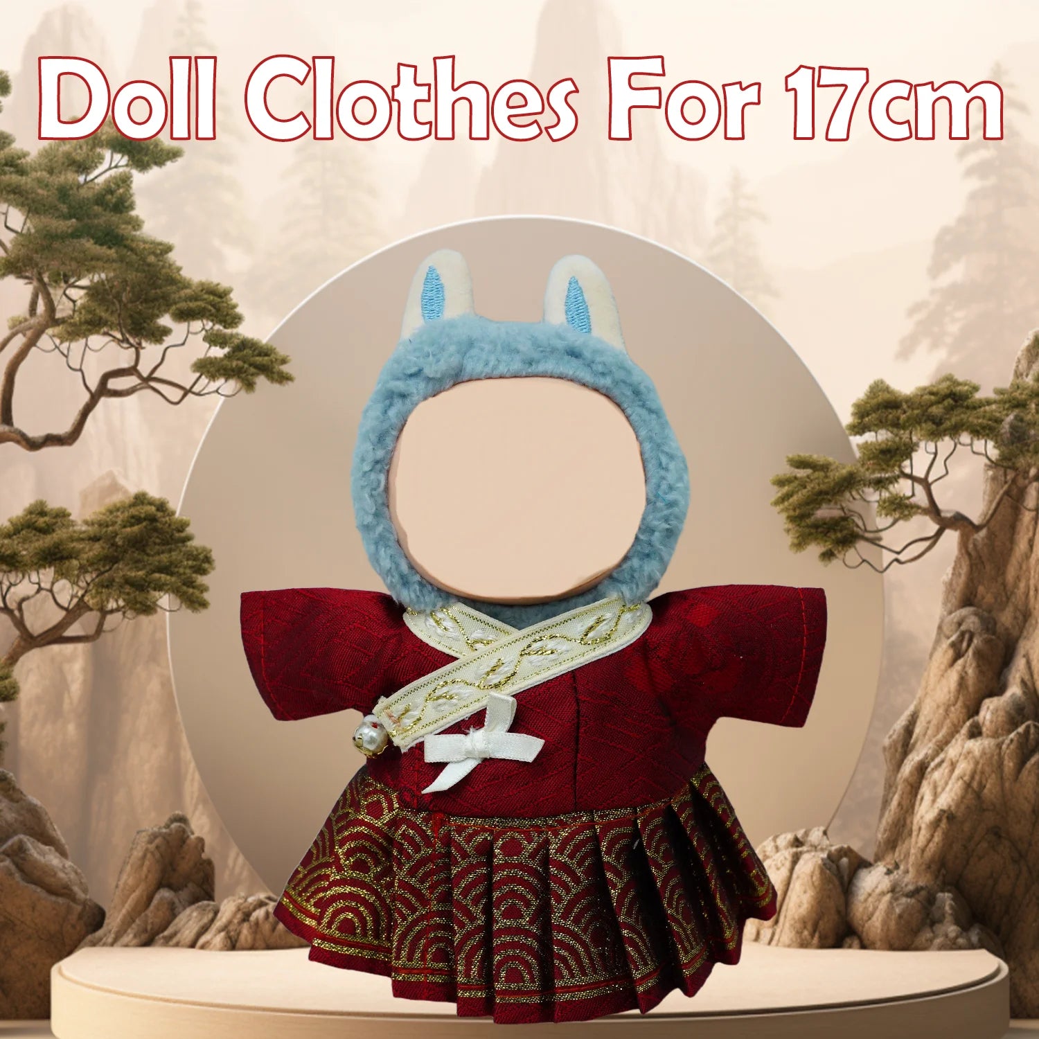 Clothes for Labubu (NO Doll) 17 cm Ming Hanfu Set  Outfit for LA BUBU Doll Clothing Accessories Golden Brocade Robe