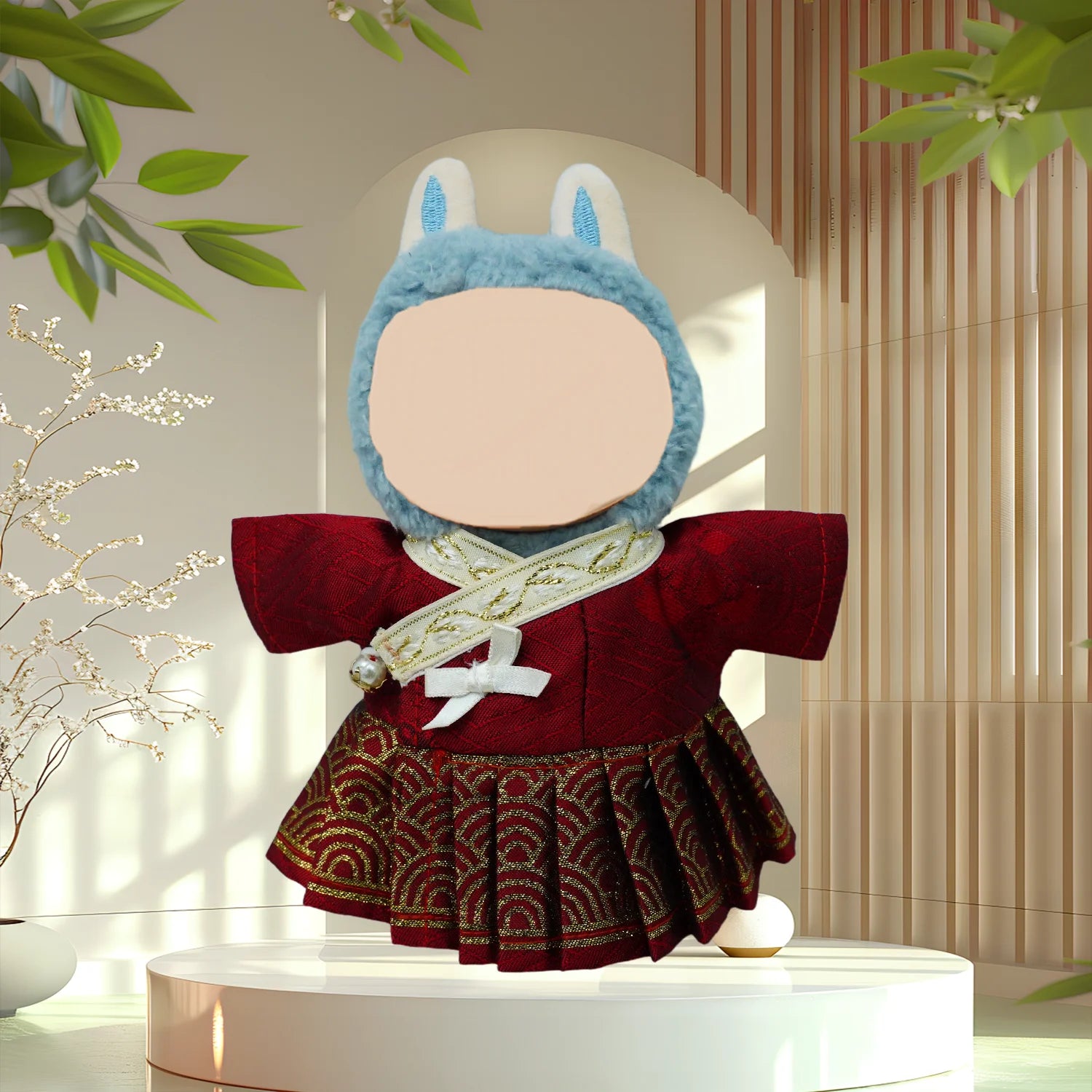 Clothes for Labubu (NO Doll) 17 cm Ming Hanfu Set  Outfit for LA BUBU Doll Clothing Accessories Golden Brocade Robe