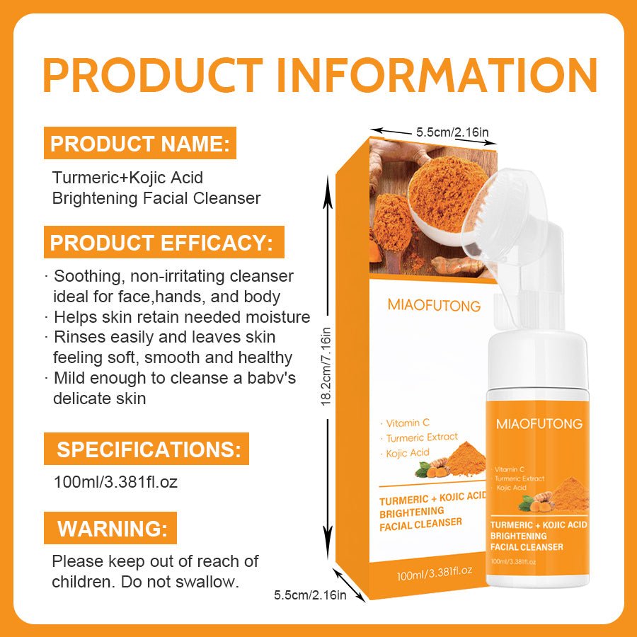 Clear Turmeric Cleansing Mousse Facial Brightening Cleanser Turmeric  Facial  Cleanser Natural Exfoliating Renewal Serum
