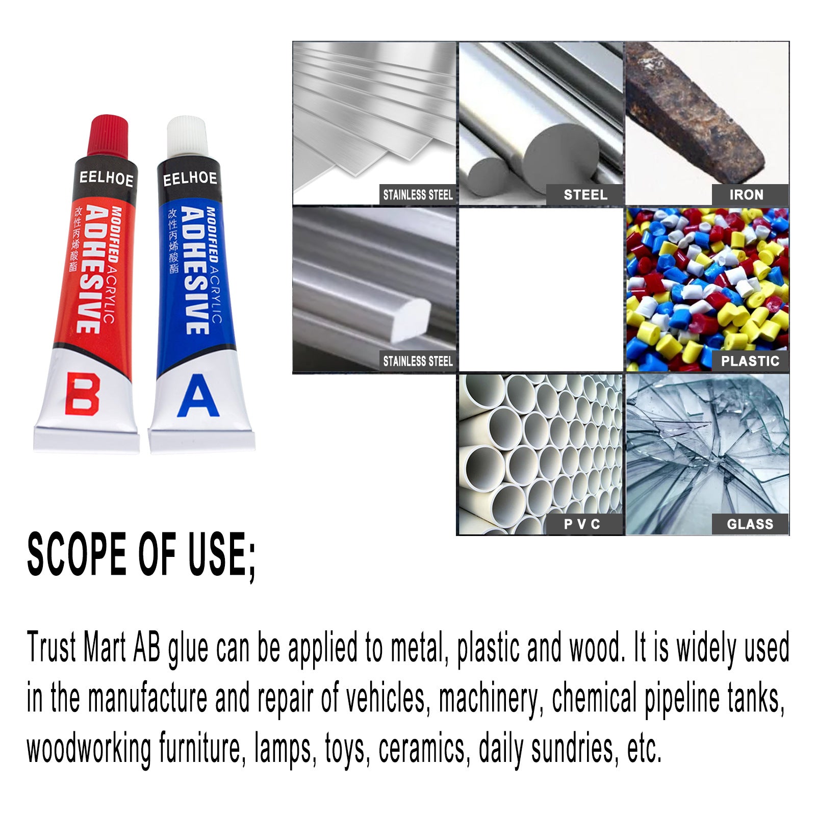 AB Glue Metal Glue Wood Plastic Stone Slab Caster Glue