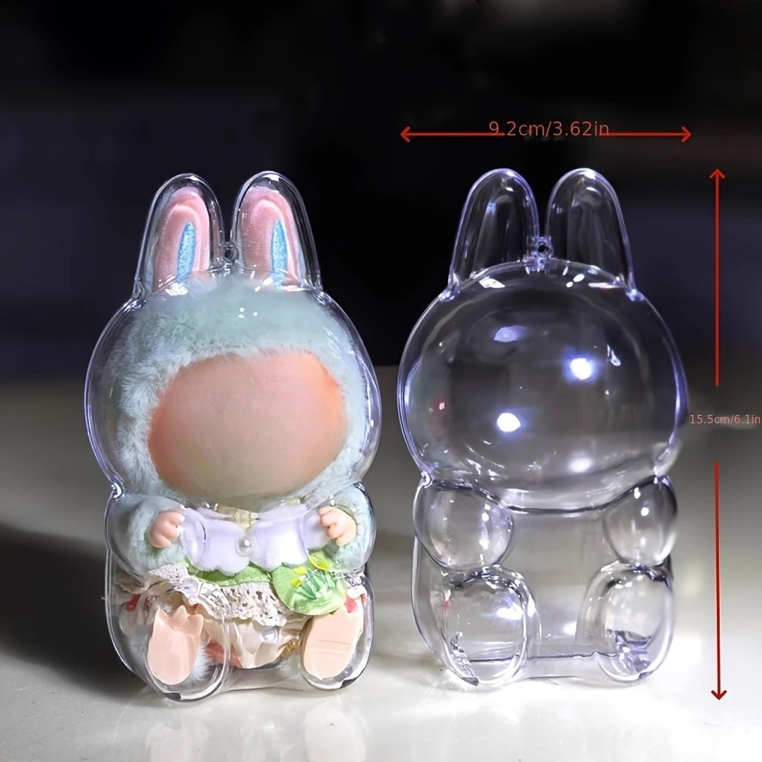 For LA/bubu Transparent Protective Cover Dustproof Monster Toy Storage Case Cute Elf Plushie Display Cover for Holiday Gifts