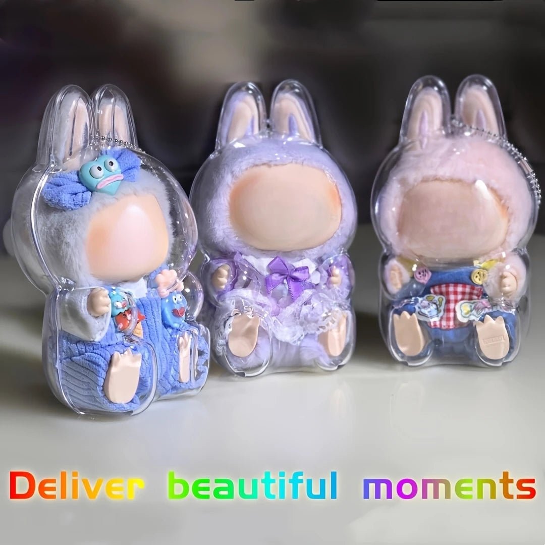 For LA/bubu Transparent Protective Cover Dustproof Monster Toy Storage Case Cute Elf Plushie Display Cover for Holiday Gifts