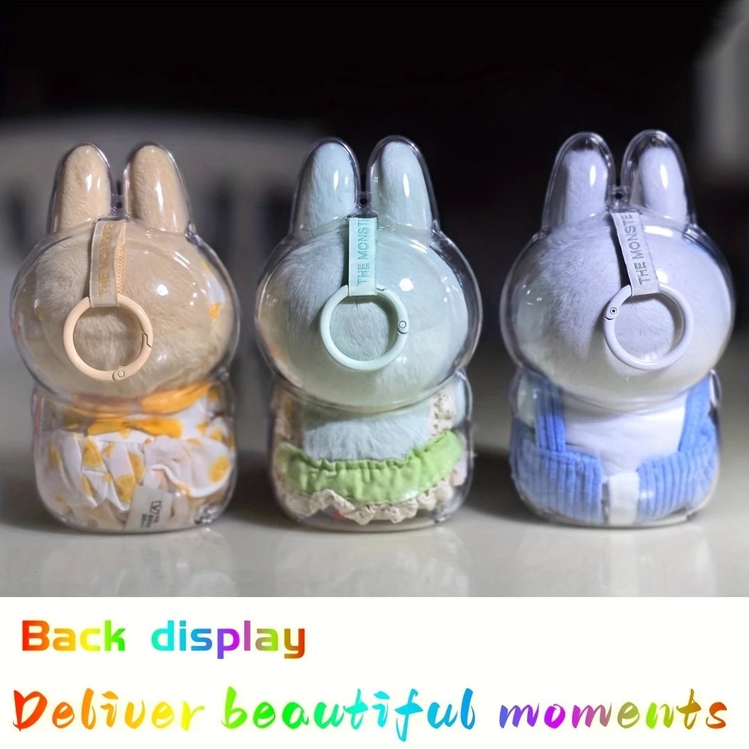For LA/bubu Transparent Protective Cover Dustproof Monster Toy Storage Case Cute Elf Plushie Display Cover for Holiday Gifts